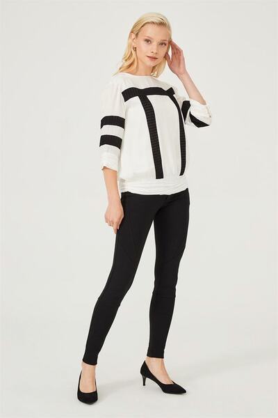 Trussardi Women's Black Stripe Detailed Blouse