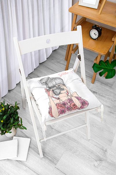 Realhomes Fashion Girl Digital Printed Modern Fluffy Chair Cushion