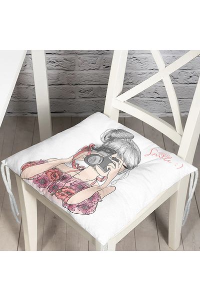 Realhomes Fashion Girl Digital Printed Modern Fluffy Chair Cushion