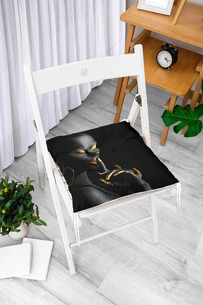 Realhomes Black Women's Motif Special Design Fluffy Chair Cushion