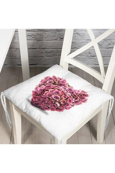 Realhomes Pink Heart Digital Printed Fluffy Square Chair Cushion