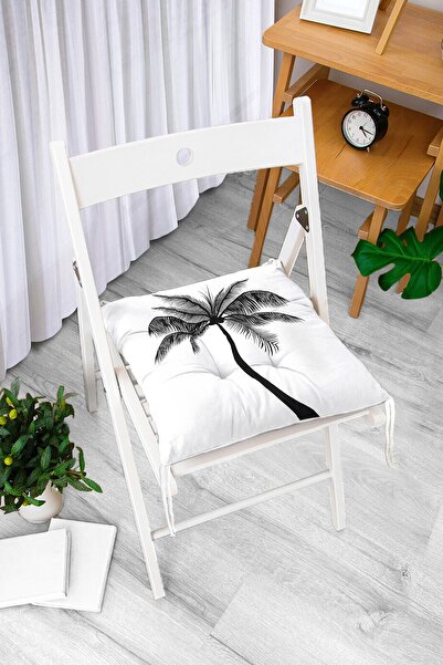 Realhomes Specijalno dizajniran mekani jastuk za stolicu sa crnim palmovim uz...