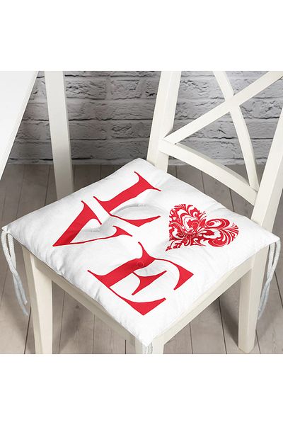 Realhomes Love Themed Digital Printed Fluffy Square Chair Cushion