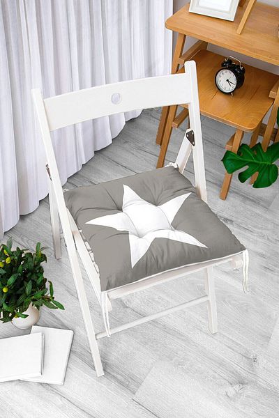 Realhomes Star Patterned Digital Printed Fluffy Chair Cushion