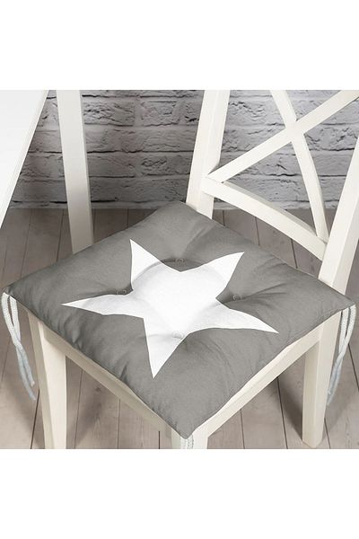 Realhomes Star Patterned Digital Printed Fluffy Chair Cushion