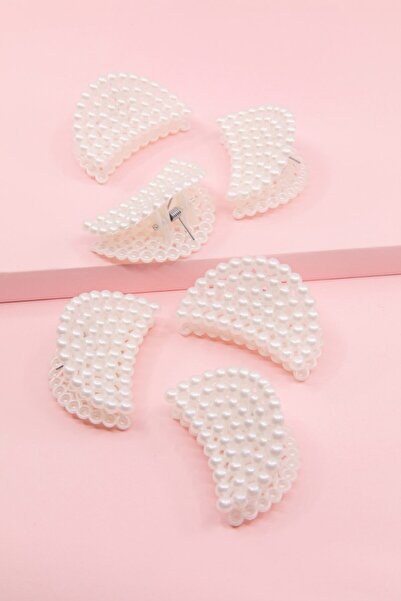 C&E Design Kadın 6'lı Krem Incili Mandal Toka Seti