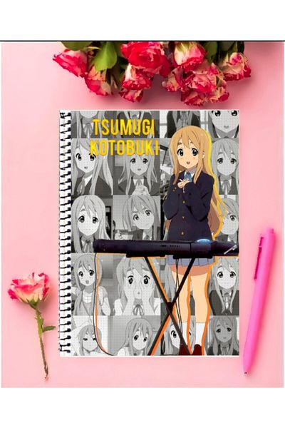 animeandyourworld Tsumugı Kotobukı Anime Notebook - قطعة واحدة، مقاس A4 (21*29 سم)، تصميم خاص، سلسلة غير مبطنة