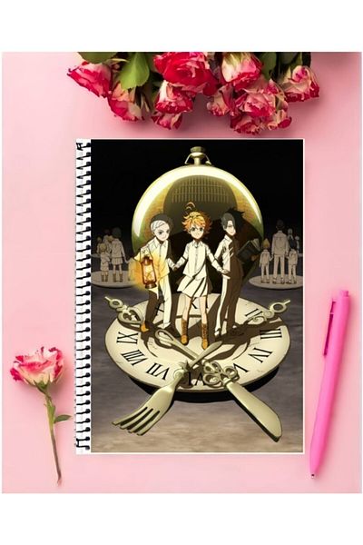 animeandyourworld دفتر أنيمي نيفرلاند الموعود 1 قطعة تصميم خاص مقاس A4 مقاس 21 * 29 سم سلك غير مُبطن