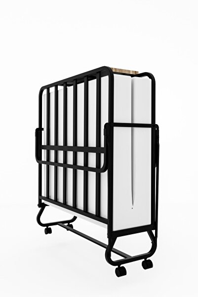 net mobilya Tek Kişilik 90x190 cm Siyah Metal Beyaz Yatak