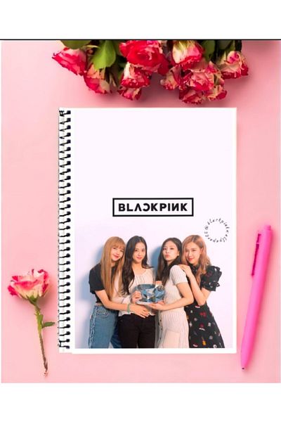 animeandyourworld Black Pink Notebook 1 Piece Special Design A4 Size Ringed Unlined Notebook 21*29 Cm