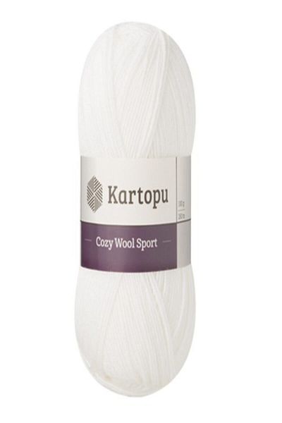 Kartopu Cozy Wool Sport White Hand Knitting Yarn - K010