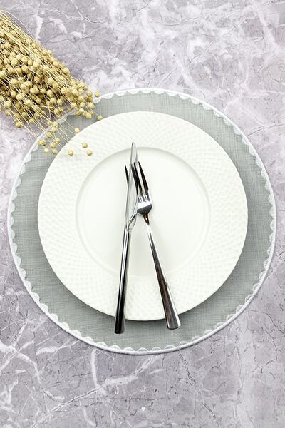 WEARE2 Serviciu american rotund, de culoare gri, cu broderie