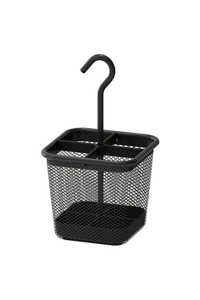 IKEA 12x12x24 см IKEA Поставка за прибори за плот, черна, 4-отделение, висяща поставка за лъжици