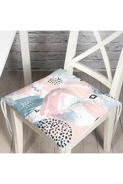 Realhomes Pink Gray Painting Patterned Digital Printed Fluffy Chair Cushion