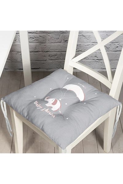 Realhomes Baby Room Fluffy Chair Cushion with Elephant Pattern Flying on Pink Floor