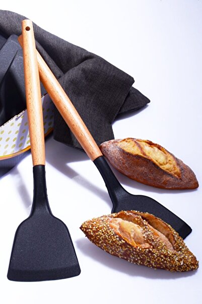 CEPHOME Bambu Saplı Silikon Spatula Siyah-bir Adet