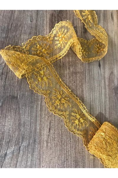 efem gipür Mustard Colored Guipure Lace Tape - 1 Ball 8.5-9 Meters Tableware Cloth Prayer Rug Bundle