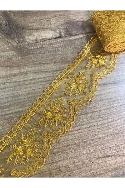 efem gipür Mustard Colored Guipure Lace Tape - 1 Ball 8.5-9 Meters Tableware Cloth Prayer Rug Bundle