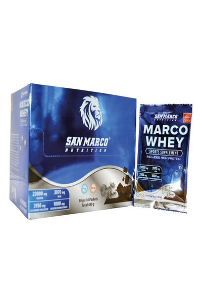 SANMARCO NUTRITION Marco Whey Protein - Chocolate Flavored Powder, 30 Gr * 16