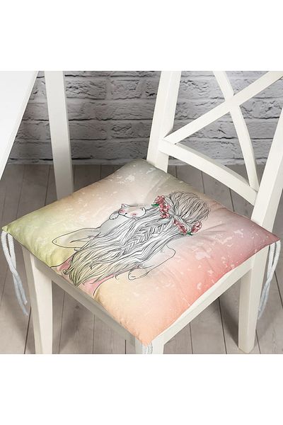 Realhomes Fashion Girl Digital Printed Modern Fluffy Chair Cushion