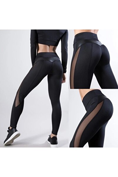 angel stayl Tül Detaylı Spor Tayt