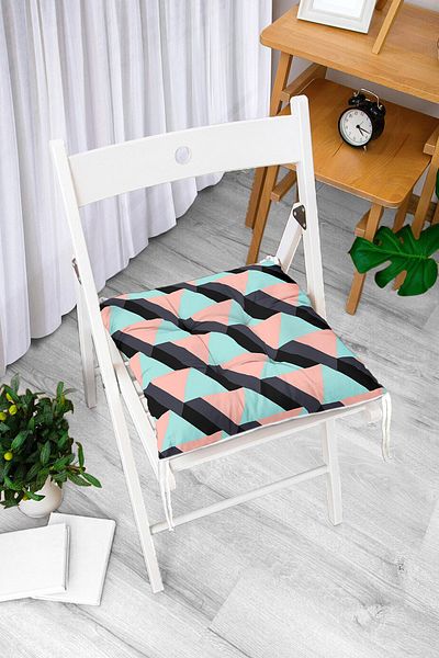 Realhomes Modern Digital Printed Fluffy Chair Cushion with Triangle Motif