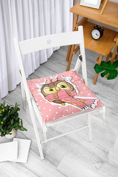 Realhomes Owl Patterned Digital Printed Fluffy Square Chair Cushion