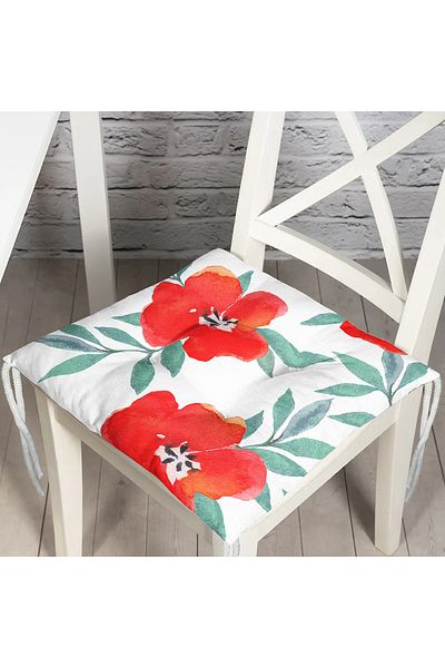 Realhomes Floral Patterned Digital Printed Pouf Chair Cushion with White Background
