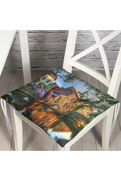 Realhomes Scenery Patterned Digital Printed Fluffy Square Chair Cushion