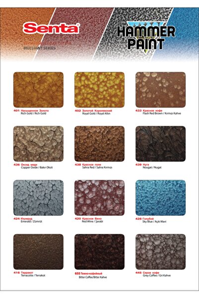 Senta Boya Senta Hammertone Direkt Pas Üzeri Çekiç Desenli Metal Yüzey Boya 0.75 Lt