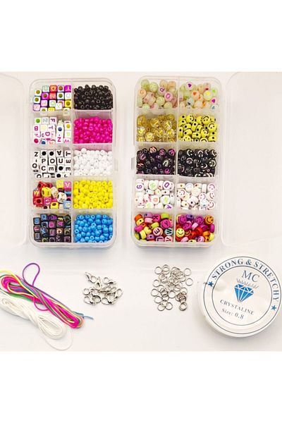yiğit aksesuar 27 Pieces Boxed Sand Beads and Letter Beads Jewelry Making Set