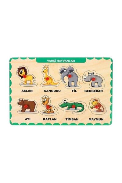 Genel Markalar Maketçiniz Ahşap Tutmalı Eğitici Yapboz Vahşi Hayvanlar