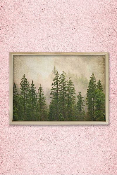 Dekor Loft Pictură de perete înrămată de pin natural Pădure înnegrită antică