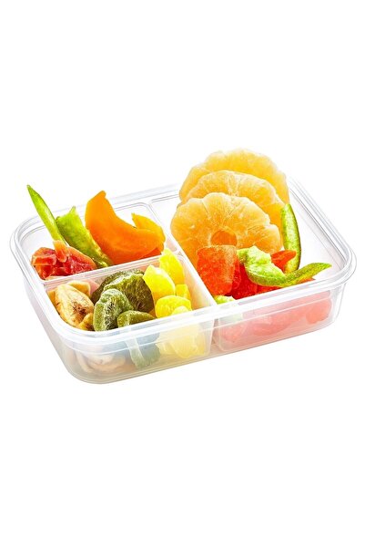Buffer ® 12 Pieces 3 Compartments 1 Liter Food Storage Container with Lockable Lid Lc-510