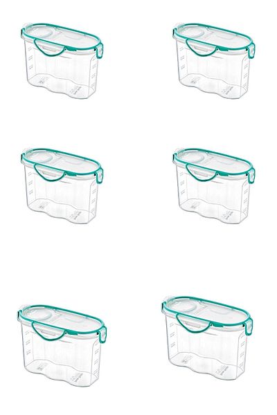 Buffer ® 6 Pieces Air, Water and Liquid Proof 1.2 Liter Food Storage Container with Lockable Lid and Gasket - SA580