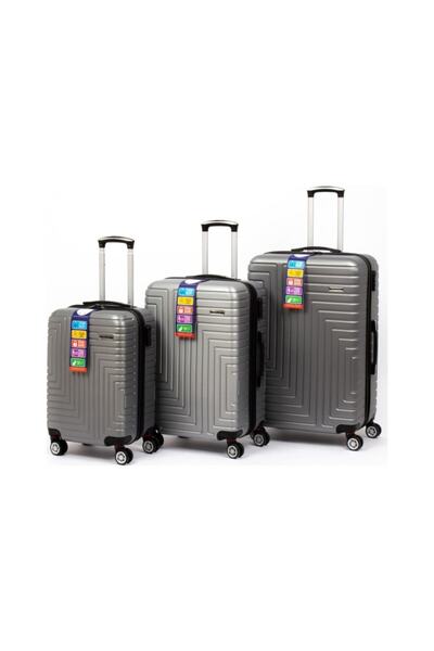 Travel POLO A1004 Abs 3'lü Valiz Seti Gri