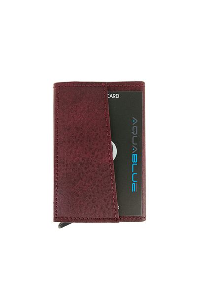 Aquablue Automatic Mechanism Aluminum Card Holder Rfid Protected Leather Card Holder Wallet