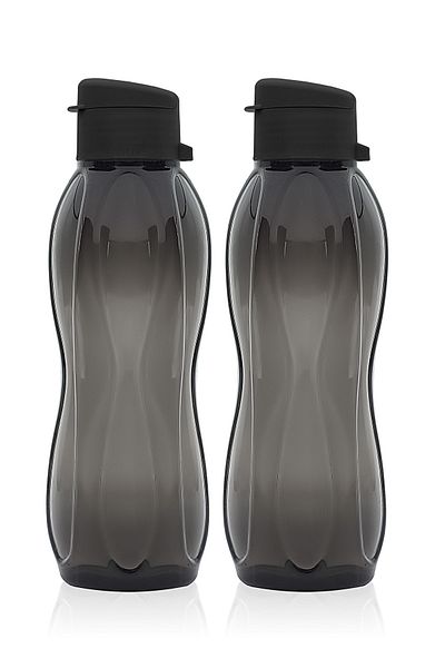 Meleni Home Set of 2 Eco Bottle Water Bottle - Practical Lid Water Bottle 2x 750 Ml Black