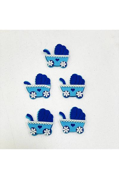 Nikah Şekeri Market Blue Stroller Felt Decoration Material 50 Pieces