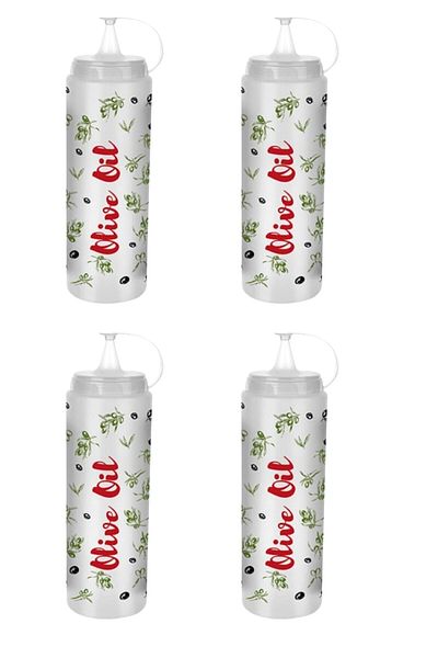 Buffer ® 4 Pieces Transparent Lid Leak Proof Oil Sauce Bottle Plastic Oil Pot Master Chef Ap-9471