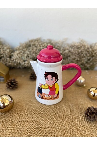 Handmadesign Kapaklı El Yapımı Seramik Sürahi - Heidi Masal Kahramanı Pembe F...