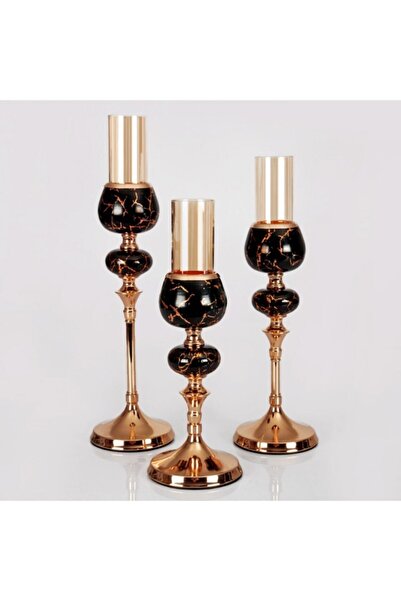 Genel Markalar Gonca 3'lü Cam Şamdan - Altın