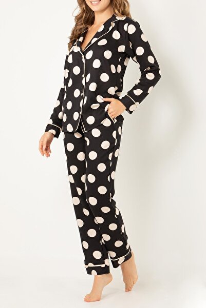 Doremi Polka Dot Natural Viscose Soft Buttoned Pajama Set