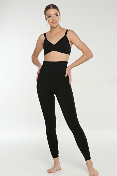 Komten Colanți termici de pluș pentru femei, negri