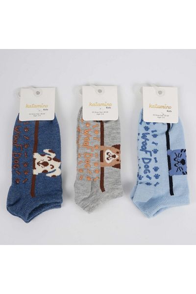 Katamino Pascal 3-Piece Non-Slip Sole Boys' Booties Socks