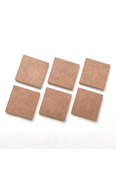 DEKOLOBİ 6'lı Kare Bardak Altlığı Ham Mdf Boyanabilir 9,7 cm