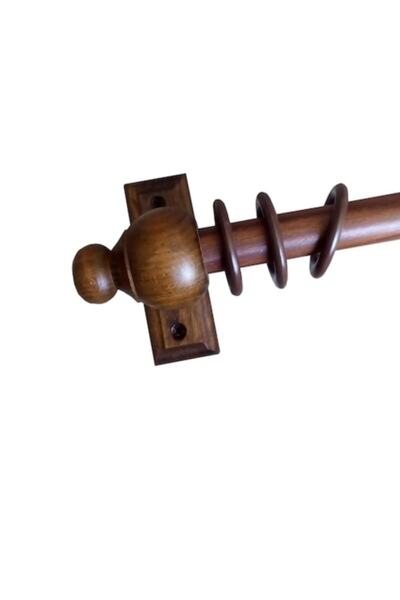 BBAWOODSHOP Ahşap Rustik Perdelik Perde Askısı Tekli Ceviz Renk