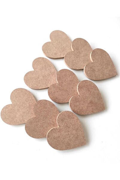DEKOLOBİ 9'lu Mini Kalp Ham Mdf Boyanabilir