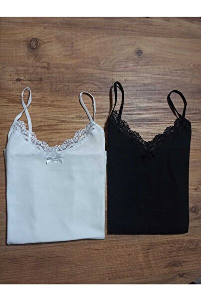TrendParis Tricou din 2 piese pentru femei, cu bretele din frânghie, cu decol...