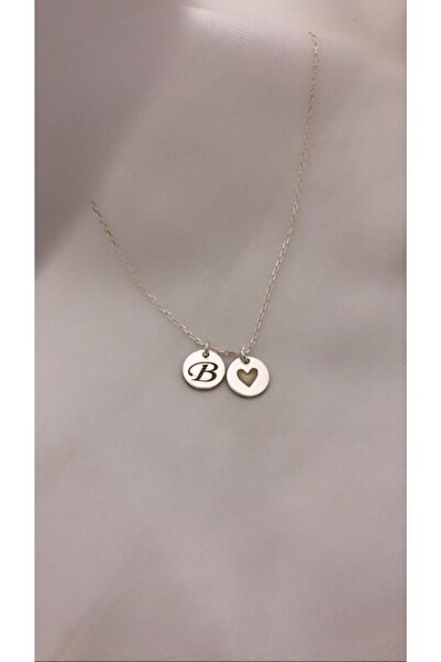 GÜVENAL GÜMÜŞ Kalp Detaylı Minimalist B Harfi 45 cm Parlak Silver Sevgiliye H...